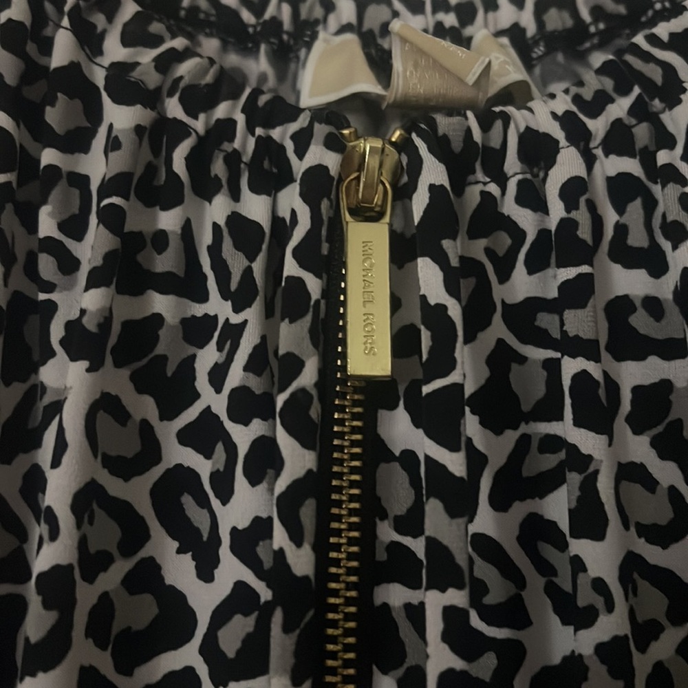 Leopard Print Michael Kors Drawstring Collar Dres… - image 2